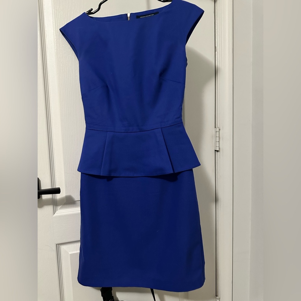 Blue fitted work dress